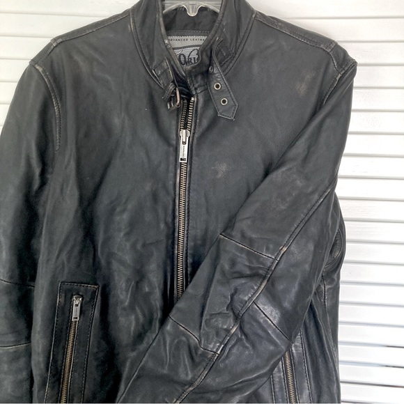 Chevignon Black Biker Distressed Soft Leather Motorcycle Jacket Sz M - Picture 3 of 13